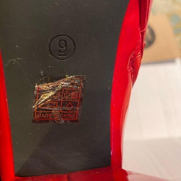 DREAM PAIRS Women’s Square Tor Chunky Knee High Red Boots Side Zip Size 9 - Picture 2 of 9